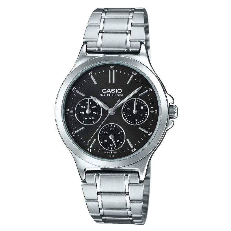 Casio Enticer Analog Multi-Dial LTP-V300D-1AUDF Black Dial 33.2mm Stainless Steel Women's Watch