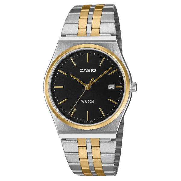Casio Analog Classic MTP-B145SG-1AVDF Black Dial Two-Tone Stainless Steel Men's Watch