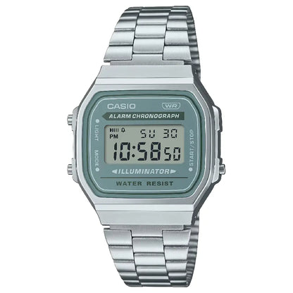Casio Vintage Digital A168WA-3AYDF Green Dial Stainless Steel Unisex Watch