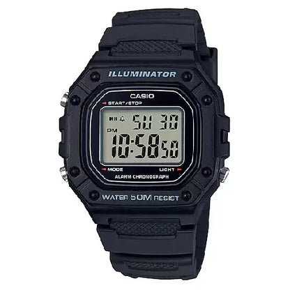 Casio Digital W-218H-1AVDF Black Display Dial Resin Strap Men's Watch
