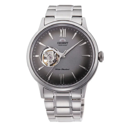 Orient Bambino RA-AG0029 Automatic Open Heart Grey Dial Leather Strap Men's Watch