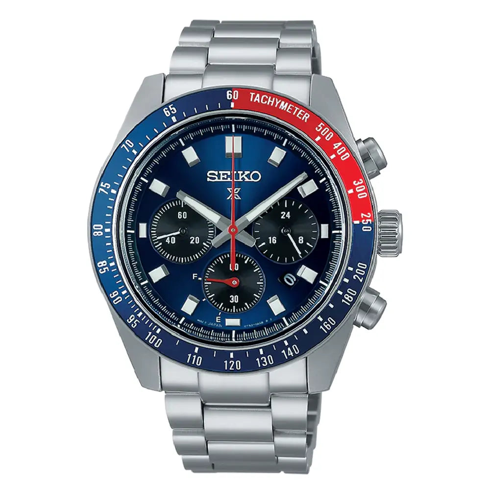 Seiko Prospex SSC913P1  Solar Chronograph "Speedtimer Pepsi" Blue Dial 41.4mm Stainless Steel Men's Watch