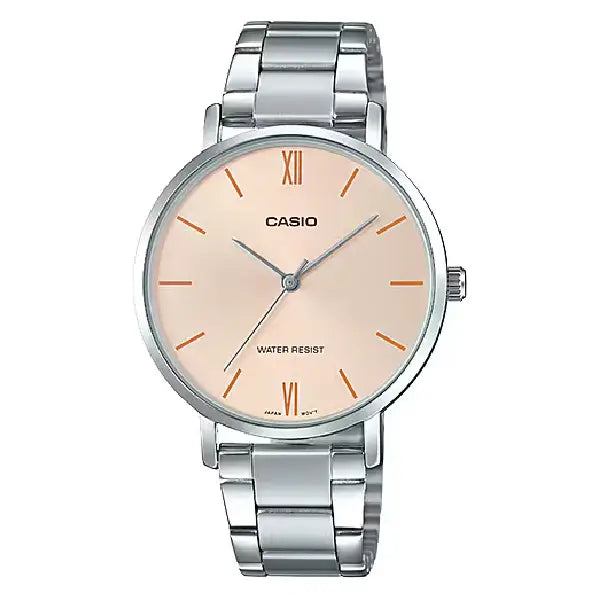 Casio Enticer Minimalist Analog LTP-VT01D-4BUDF Pink Dial 34mm Stainless Steel Women's Watch