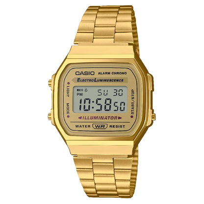 Casio Vintage Digital A168WG-9WDF Gold Dial Stainless Steel Unisex Watch