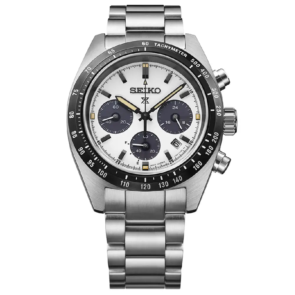 Seiko Prospex Speedtimer SSC961P1 Youngtimer "Seitona / Panda" Solar Chronograph White Dial 39mm Stainless Steel Men's Watch