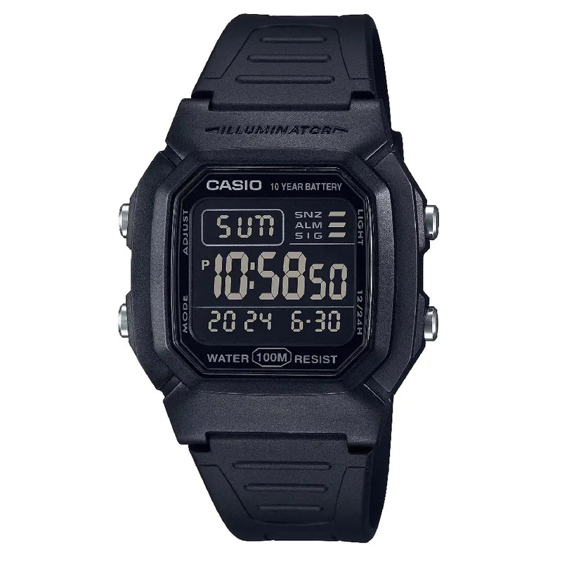Casio Digital W-800H-1BVDF Black Display Dial Resin Strap Men's Watch
