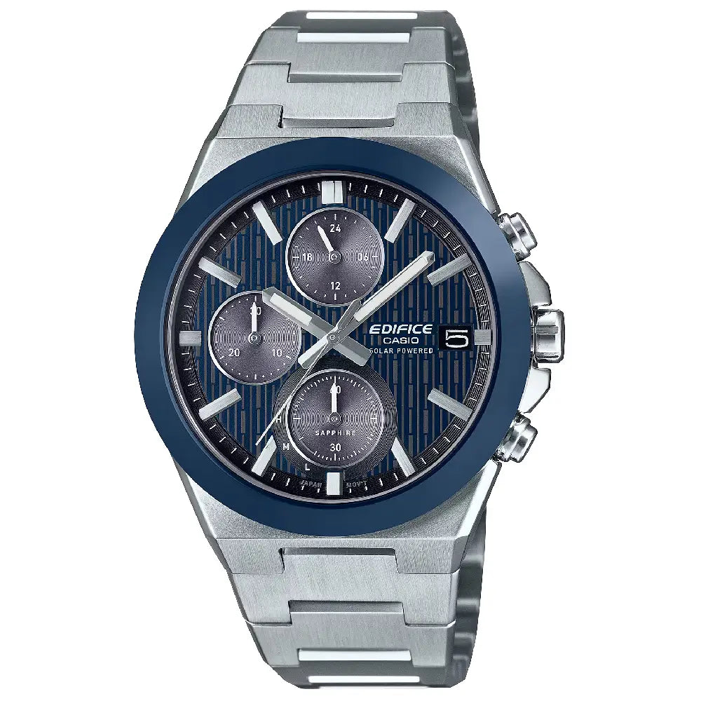 Casio Edifice EFS-S650D-2A "Emerald Blue" Ceramic Bezel Solar Blue Dial 40.9mm Stainless Steel Men's Watch