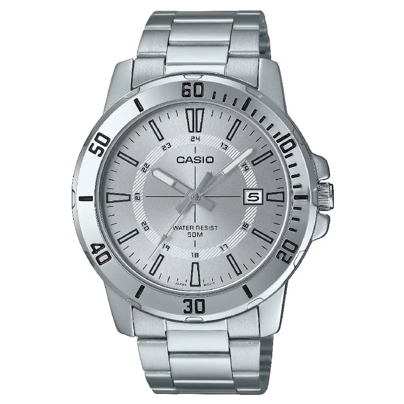 Casio Enticer MTP-VD01D-7CVUDF Date Analog Silver Dial Stainless Steel Men's Watch