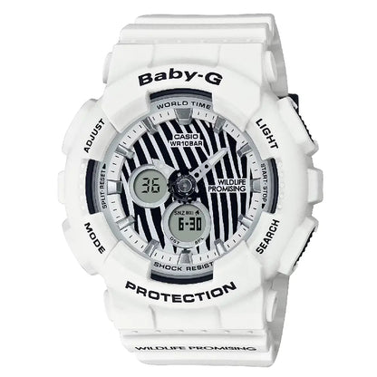 Casio Baby-G BA-120WLP-7A Analog-Digital White Zebra Print Dial Resin Strap Unisex Watch