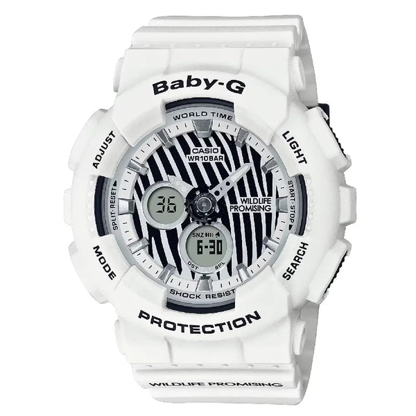 Casio Baby-G BA-120WLP-7A Analog-Digital White Zebra Print Dial Resin Strap Unisex Watch