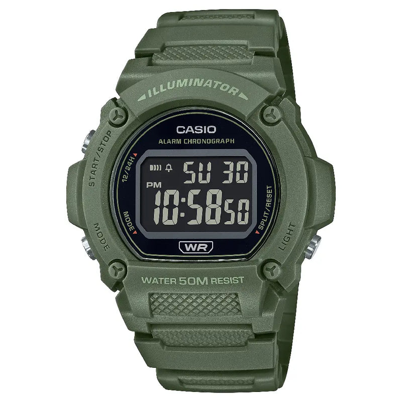 Casio Digital W-219HC-3BVDF Black Display Dial Resin Strap Men's Watch