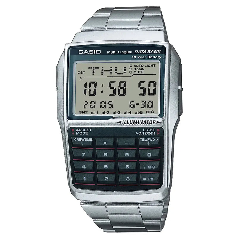 Casio Data Bank Digital DBC-32D-1ADF Black Dial Stainless Steel Unisex Watch