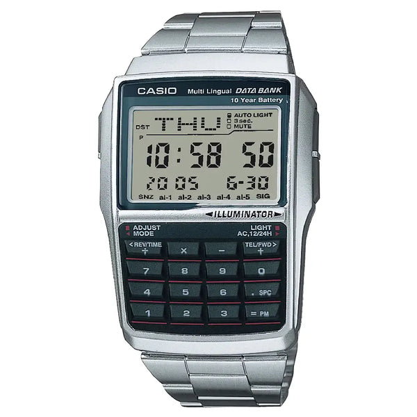 Casio Data Bank Digital DBC-32D-1ADF Black Dial Stainless Steel Unisex Watch