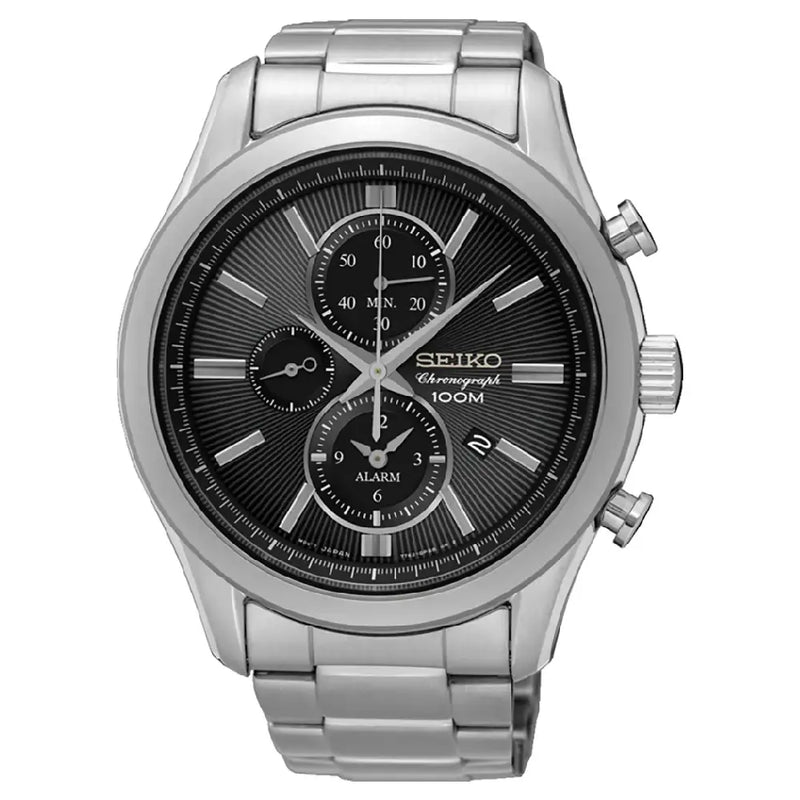 Seiko Chronograph SNAF67P1 Black Dial 44.6mm Stainless Steel Men's Watch