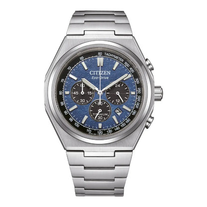 Citizen Eco-Drive Chronograph CA4610-85L Blue Dial 42.5mm Titanium Men's Watch