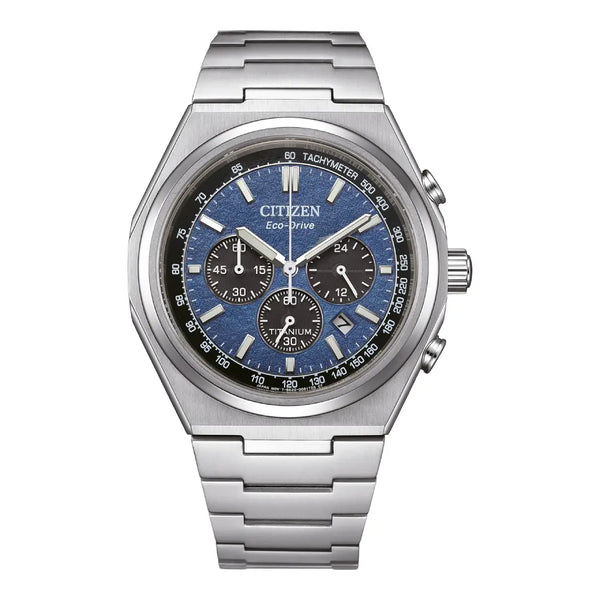 Citizen Eco-Drive Chronograph CA4610-85L Blue Dial 42.5mm Titanium Men's Watch
