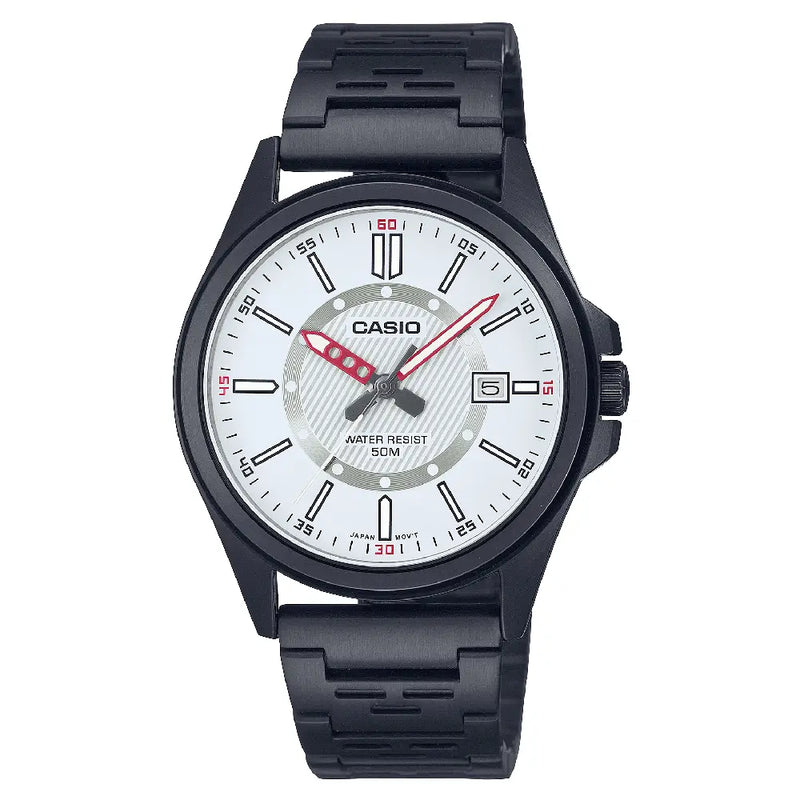 Casio Enticer MTP-E700B-7EVDF Date Analog White Dial Stainless Steel Men's Watch