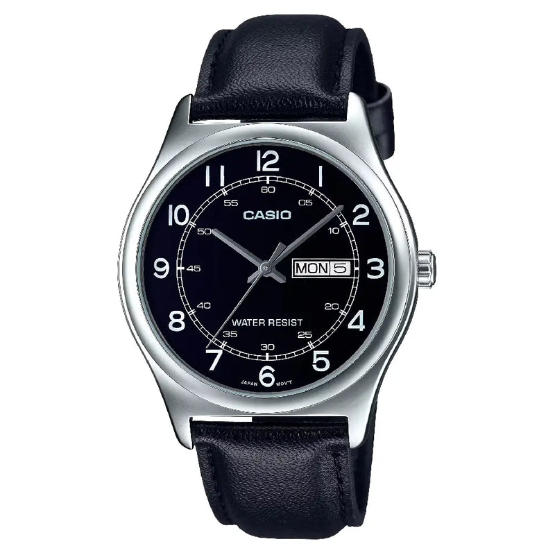 Casio Enticer Classic Analog MTP-V006L-1B2UDF Black Dial Leather Strap Men's Watch
