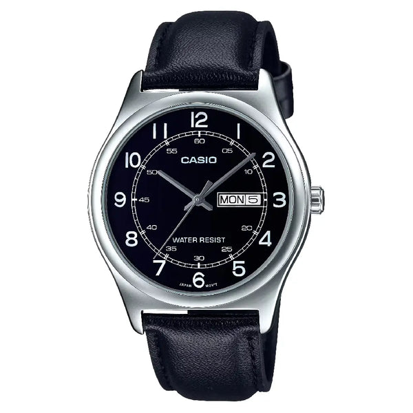 Casio Enticer Classic Analog MTP-V006L-1B2UDF Black Dial Leather Strap Men's Watch