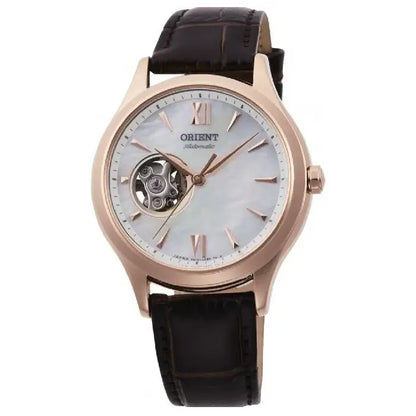 Orient Contemporary RA-AG0022A Automatic Open Heart "Bambino Open Heart" White Dial 35.6mm Leather Strap Women's Watch