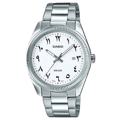 Casio Rare Classic MTP-1302D-7B3 Analog White Arabic Dial Stainless Steel Men's Watch