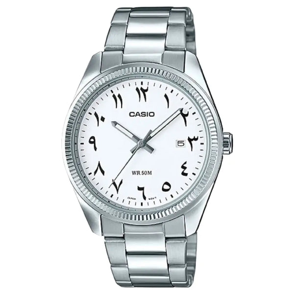 Casio Rare Classic MTP-1302D-7B3 Analog White Arabic Dial Stainless Steel Men's Watch