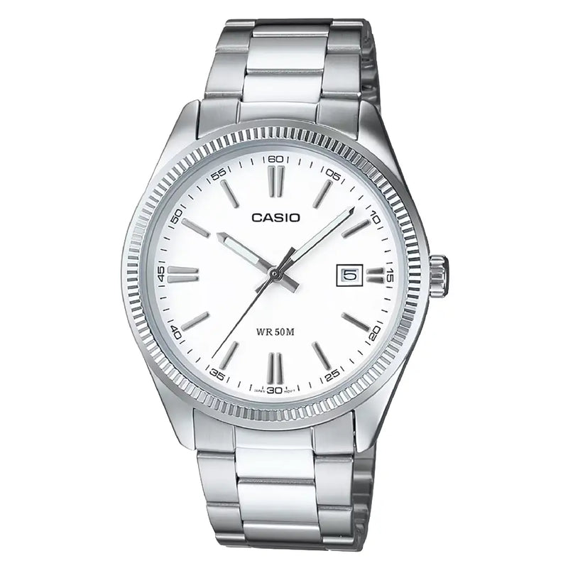 Casio Collection Analog MTP-1302D-7A1VDF White Dial Stainless Steel Men's Watch