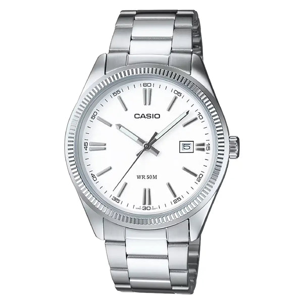 Casio Collection Analog MTP-1302D-7A1VDF White Dial Stainless Steel Men's Watch