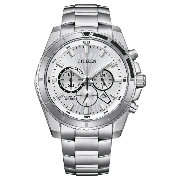 Citizen Quartz Chronograph 44mm AN8200-50A Silver Dial Stainless Steel Men's Watch