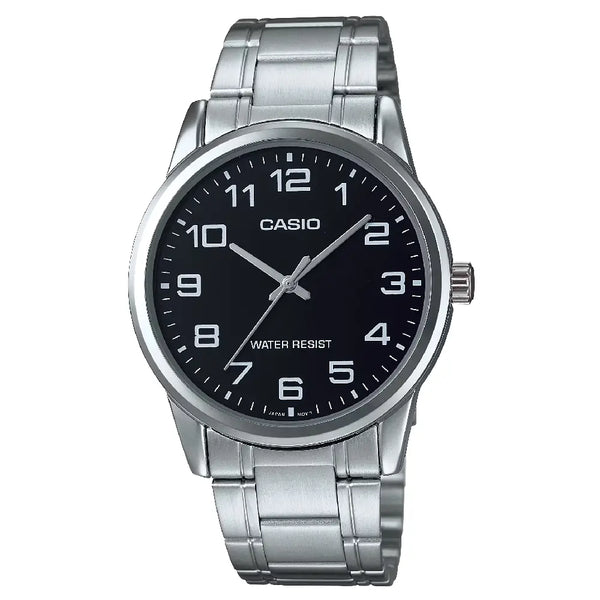 Casio Enticer MTP-V001D-1BUDF Classic Analog Black Dial Stainless Steel Men's Watch