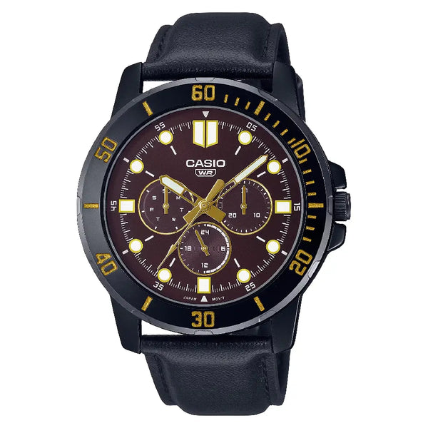 Casio Enticer MTP-VD300BL-5E Brown Dial 45mm Leather Strap Men's Watch