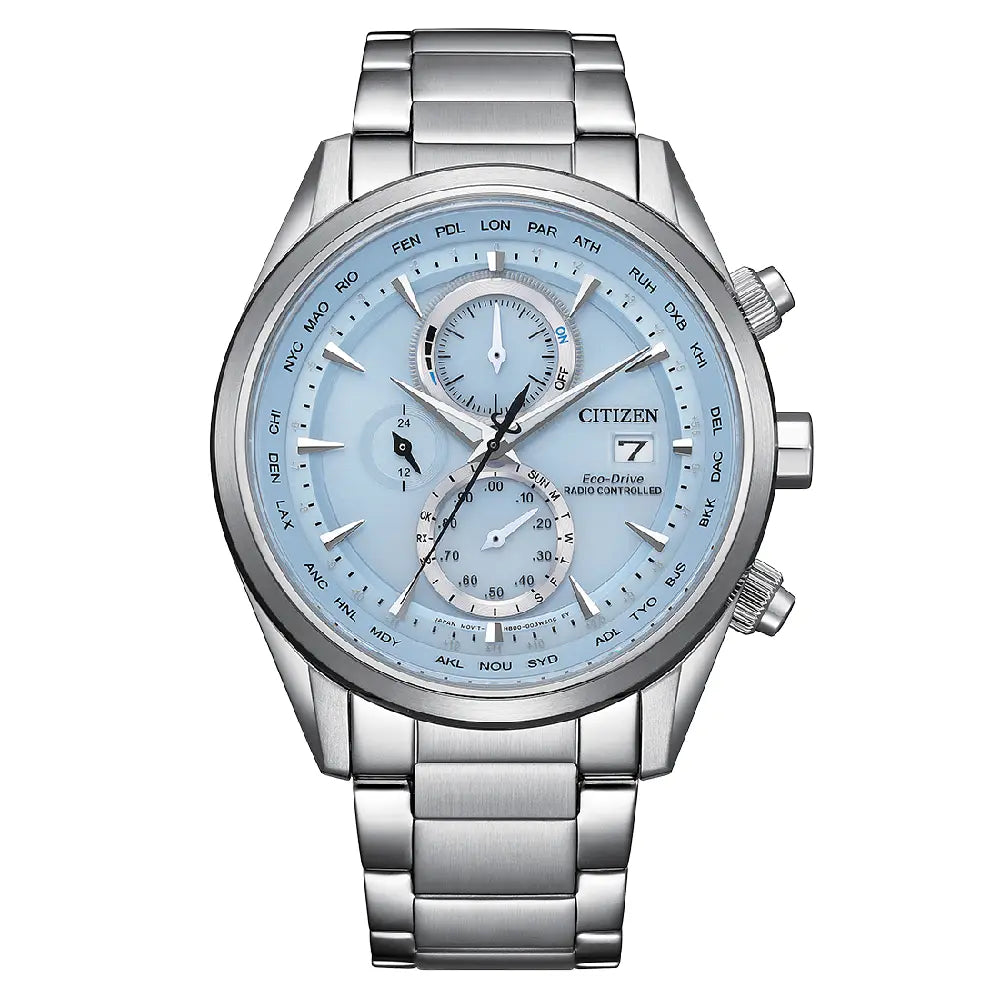 Citizen Eco-Drive AT8260-85M Atomic Chronograph Blue Dial 44mm Stainless Steel Men's Watch