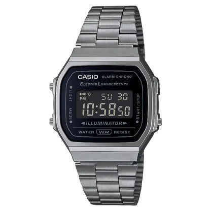 Casio Vintage Digital A168WGG-1BDF Black Dial Stainless Steel Unisex Watch