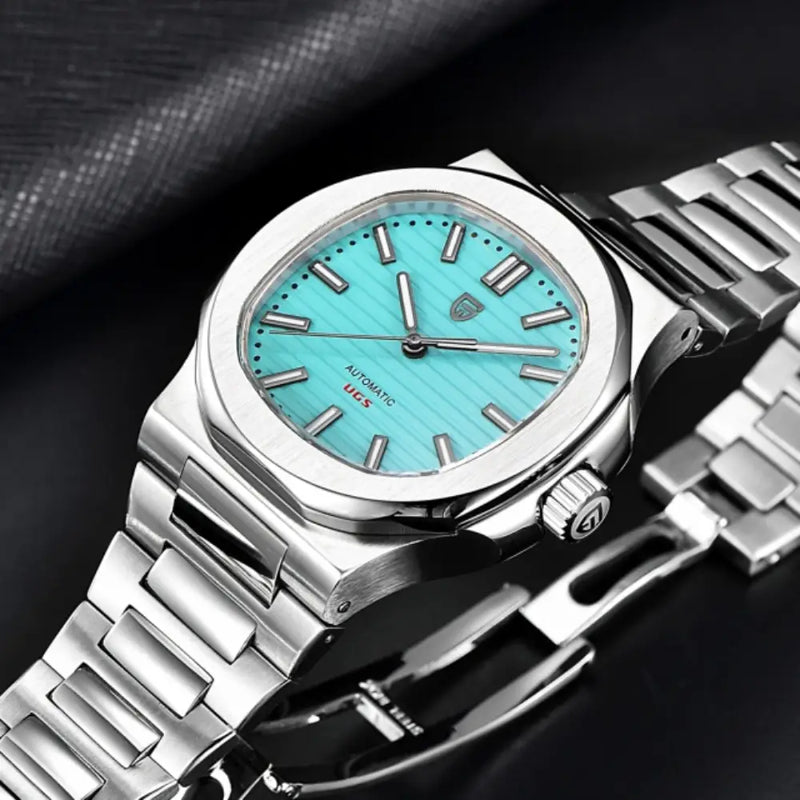 Pagani Design PD1728 - Turqoise Dial Automatic Stainless Steel Men's Watch detail view