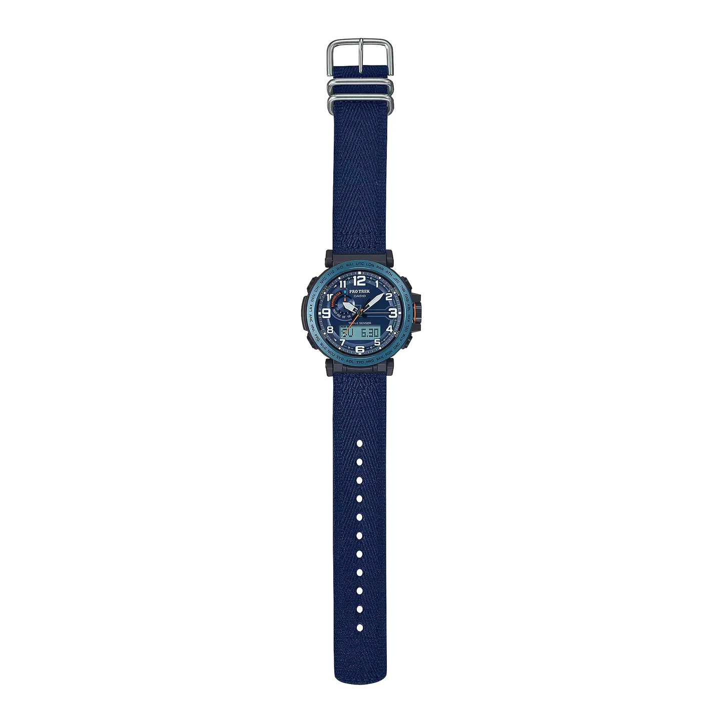 Casio- Pro Trek Climber Line PRG-601YB-2DR Blue Dial 51.5mm Recycled Fabric Strap Men's Watch