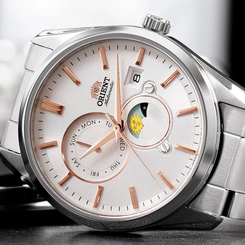 Orient RA-AK0306S Automatic Sun & Moon 42mm Stainless Steel Men's Watch detail view