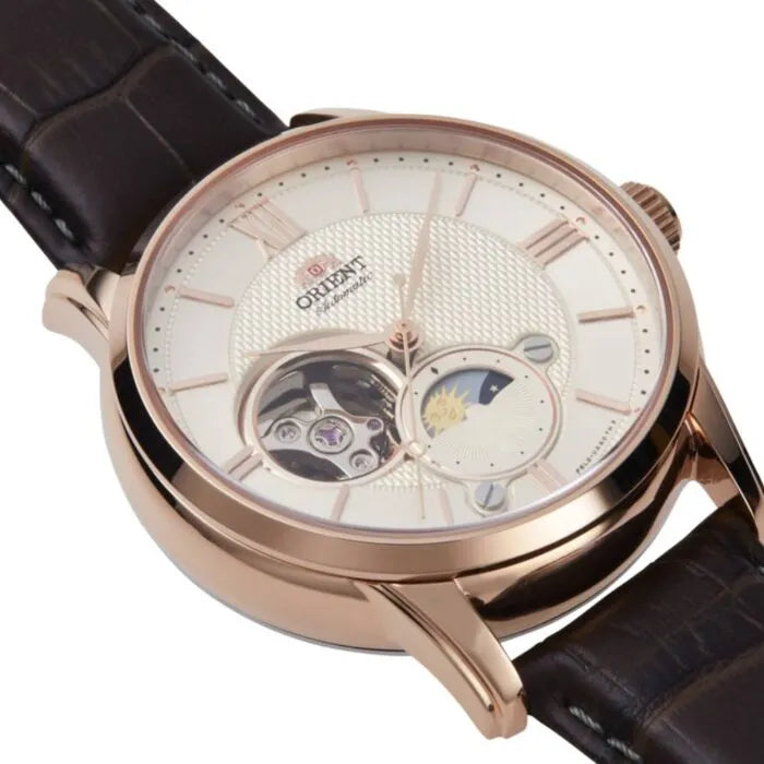 Orient RA-AS0009S Automatic Sun & Moon 42mm Leather Strap Men's Watch detail view