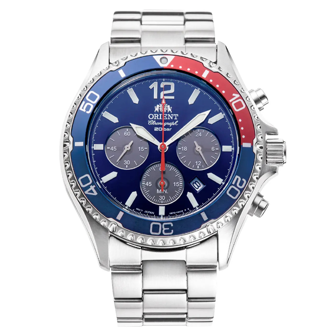 Orient Mako Solar Chronograph RA-TX0201L10B Blue Dial 42.8mm Stainless Steel Men's Watch