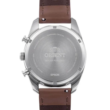 Orient RA-TX0306S Solar Chronograph Panda Dial Leather Strap Men's Watch