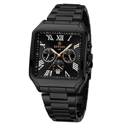 Modern Elegance – REWARD 812265M Square Chronograph with Steel Strap