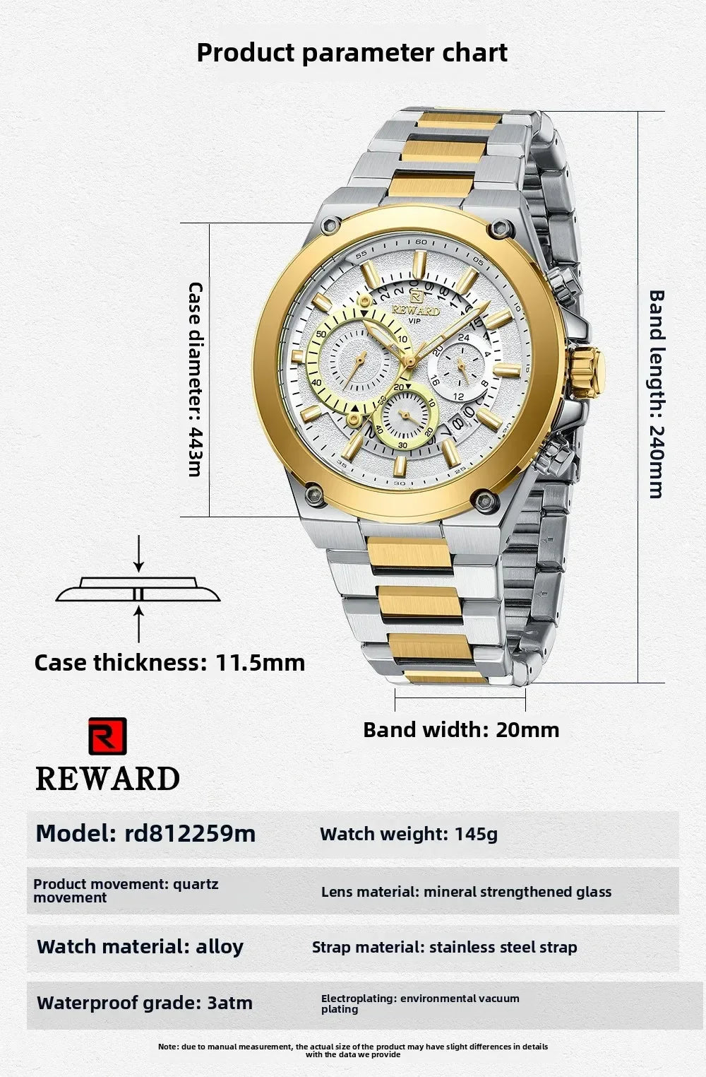 Bold & Refined – REWARD RD812259M Steel Chronograph Watch