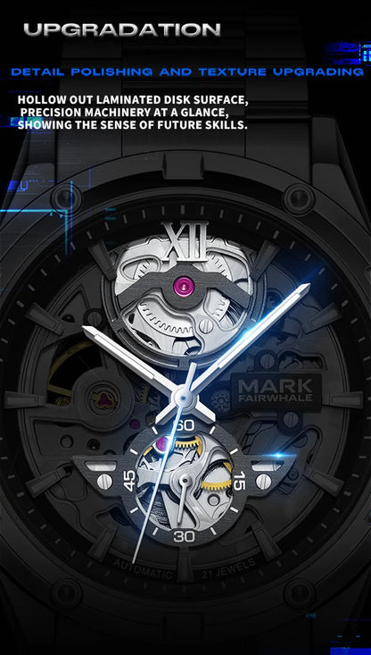 Mark Fairwhale 6960 Automatic Mechanical Watch – Skeleton Design, Waterproof & Luminous