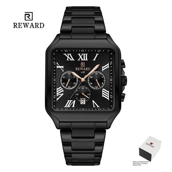 Modern Elegance – REWARD 812265M Square Chronograph with Steel Strap