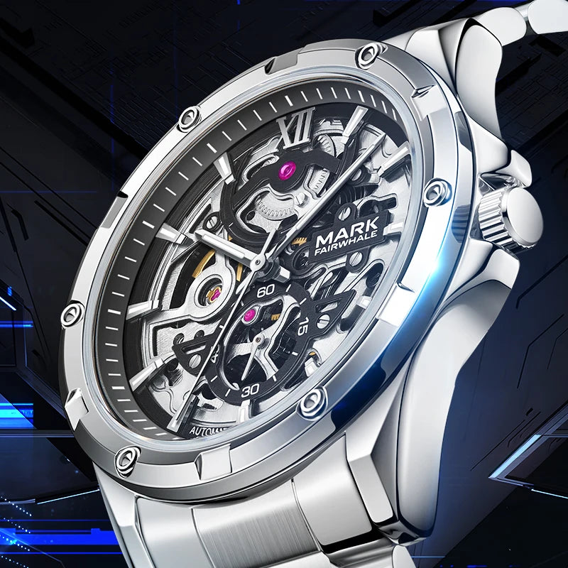 Mark Fairwhale 6960 Automatic Mechanical Watch – Skeleton Design, Waterproof & Luminous