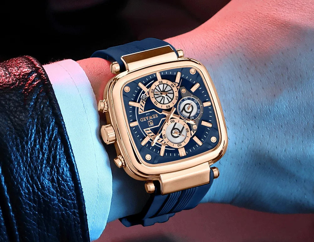Hot Seller: REWARD RD831509M Square Chronograph Watch – Waterproof & Durable
