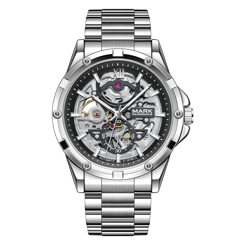 Mark Fairwhale 6960 Automatic Mechanical Watch – Skeleton Design, Waterproof & Luminous