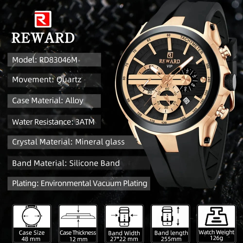 Premium & Trendy Men's Sport Chronograph Watch with Box