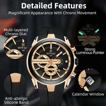 Premium & Trendy Men's Sport Chronograph Watch with Box