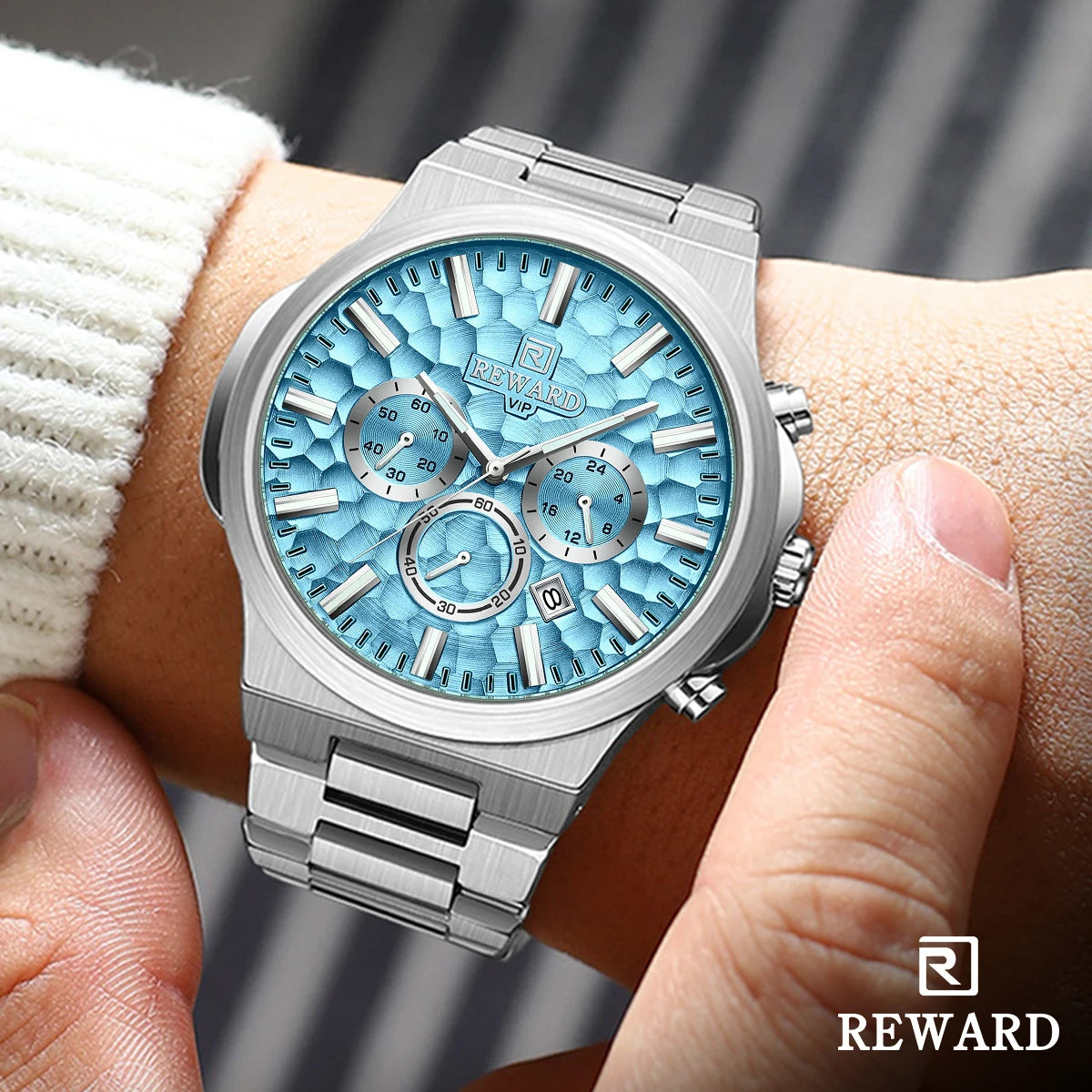 Hot Seller: REWARD Blue Men’s Quartz Sport Watch with Box