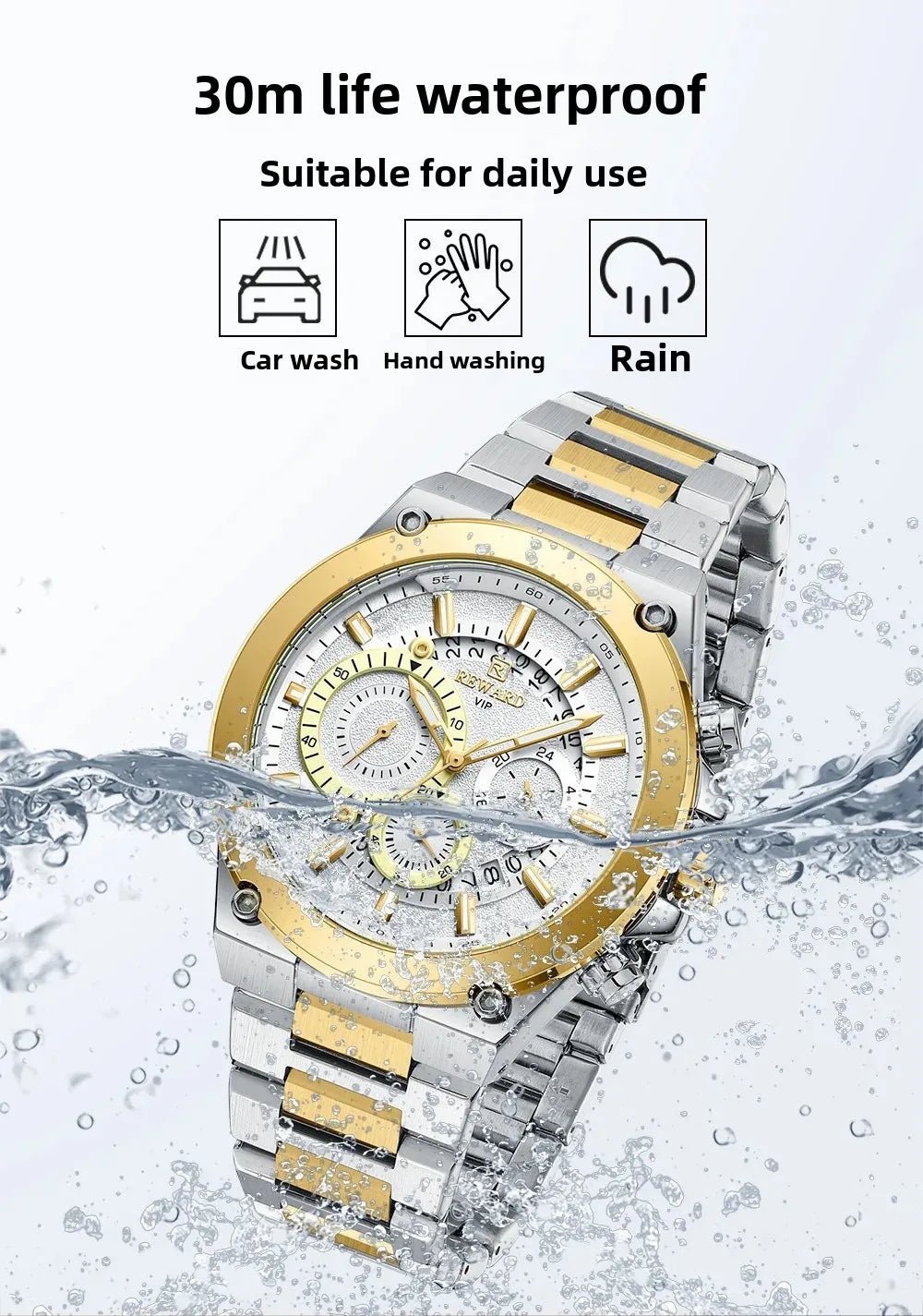 Bold & Refined – REWARD RD812259M Steel Chronograph Watch